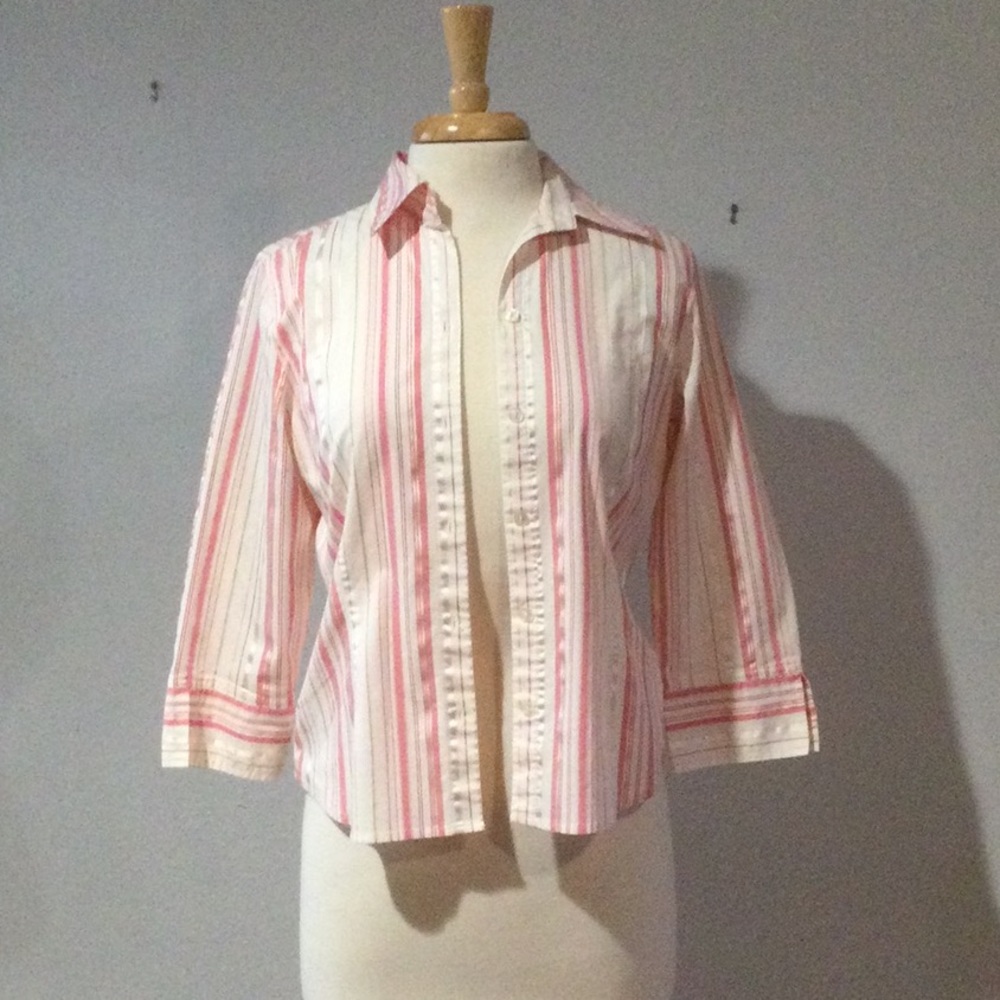 Apt 9 Button Front Collared Stripe Shirt Size Med… - image 2